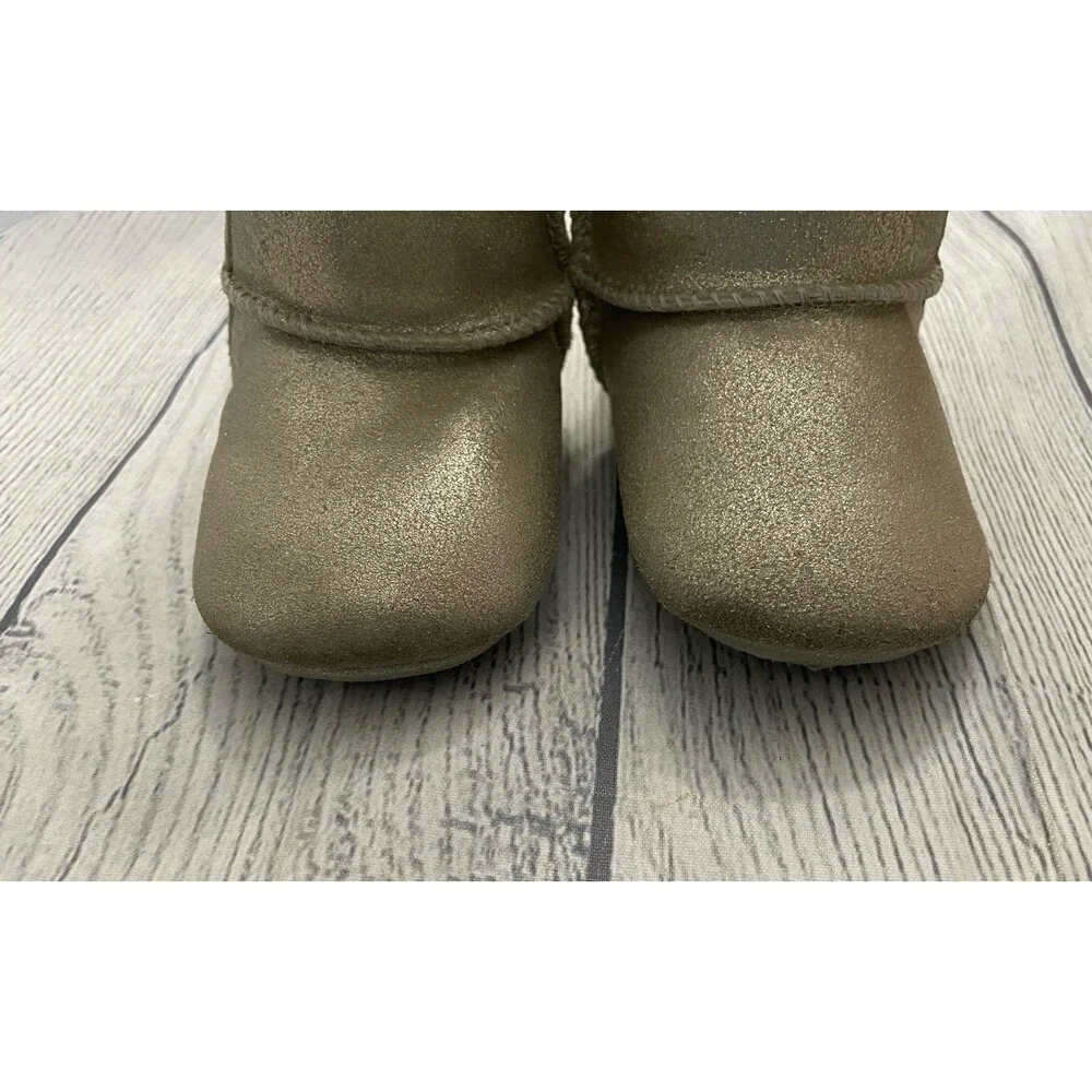 Ugg Uggs Jess Bow II Baby Girl Leather Booties Slippers Crib Boots, Size 2-3